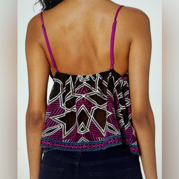 BCBG MAXAZRIA Embroidered Empire Waist Camisole Strappy Top XXS - Picture 2 of 9